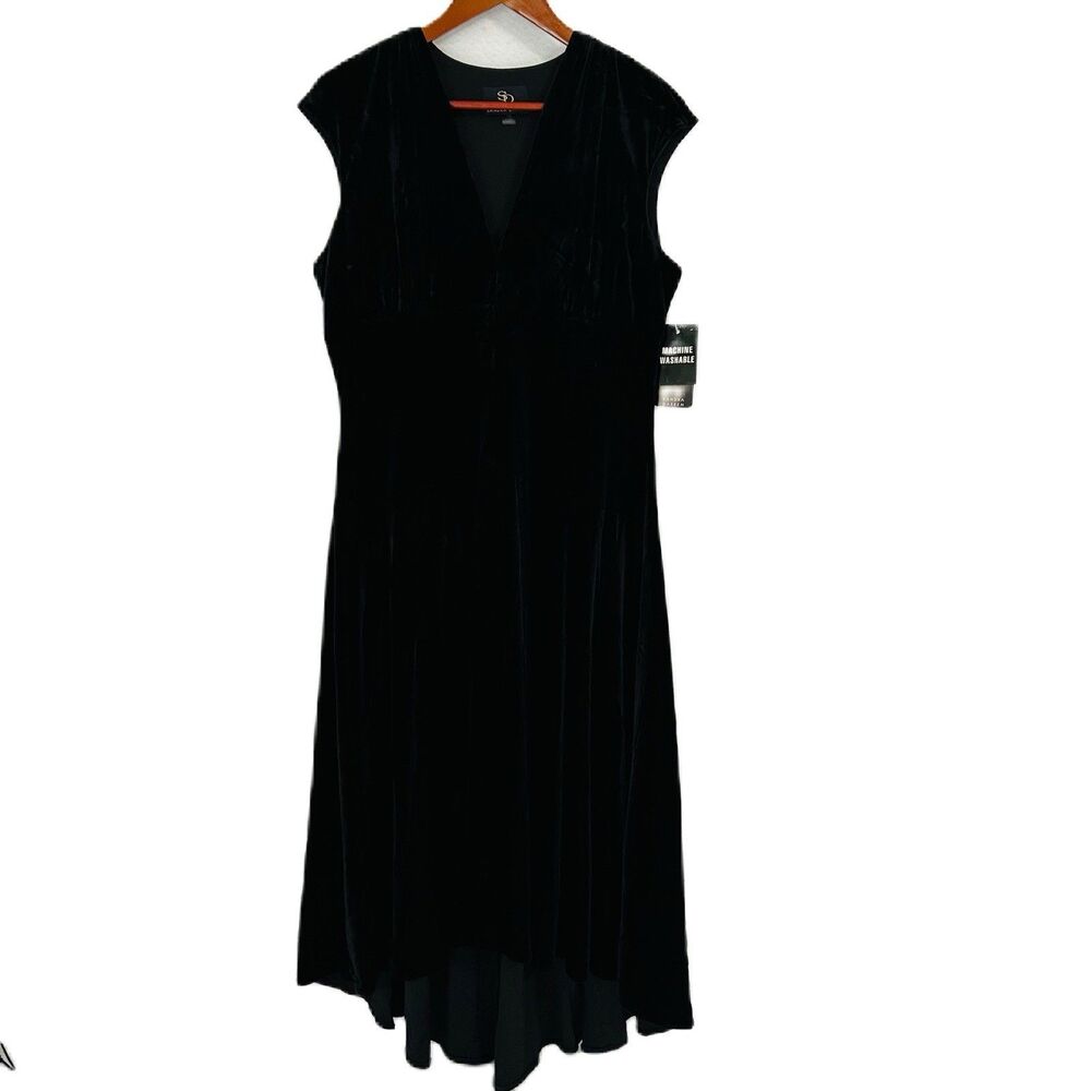 Sandra Darren Dress Women 14 Black Velvet Pullover Boho Elegant Fairy Feminine